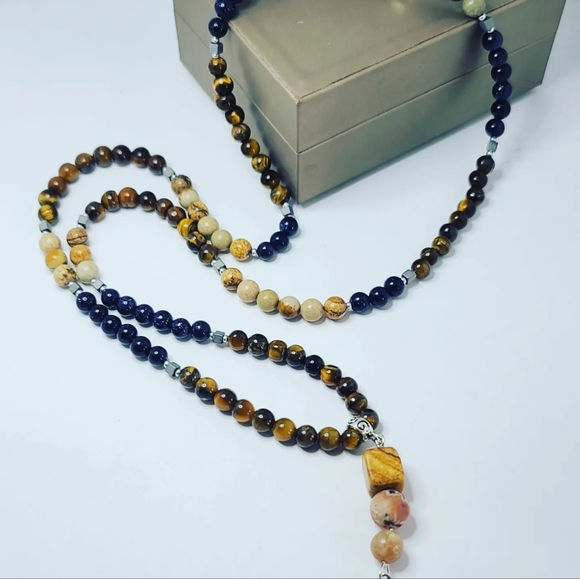 Tiger eye, Jasper, goldstone Mala 108 beads - Picture 5 of 5